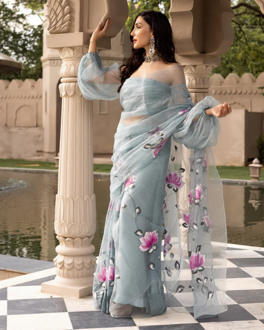 BHAIRAVI HANDPAINTED ORGANZA SAREE